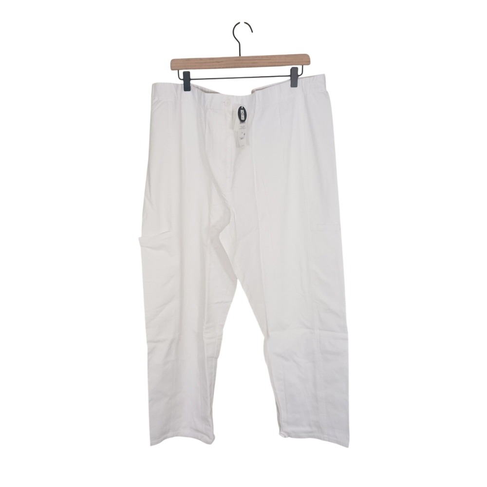 Eileen Fisher Organic Cotton Hemp Ankle Pants 1X White NWT Elastic Waist